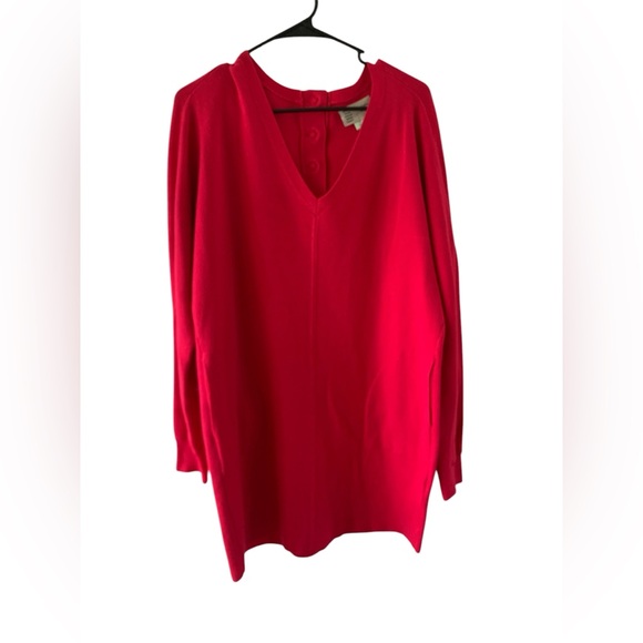 Anthropologie Dresses & Skirts - Anthropologie Saturday Sunday Womens XS Oversized Sweater Dress Dark Pink Vneck